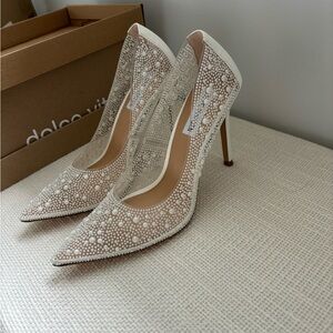 EVELYN Steve Madden heels, clear, pearls, bridal